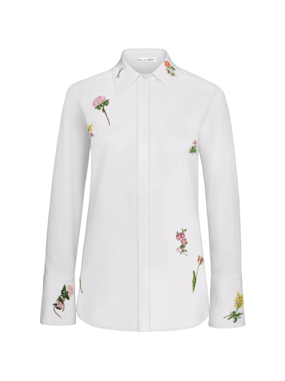Oscar de la Renta Blusa con ricamo a fiori - Bianco