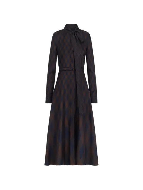 Oscar de la Renta argyle-print tie-neck midi dress