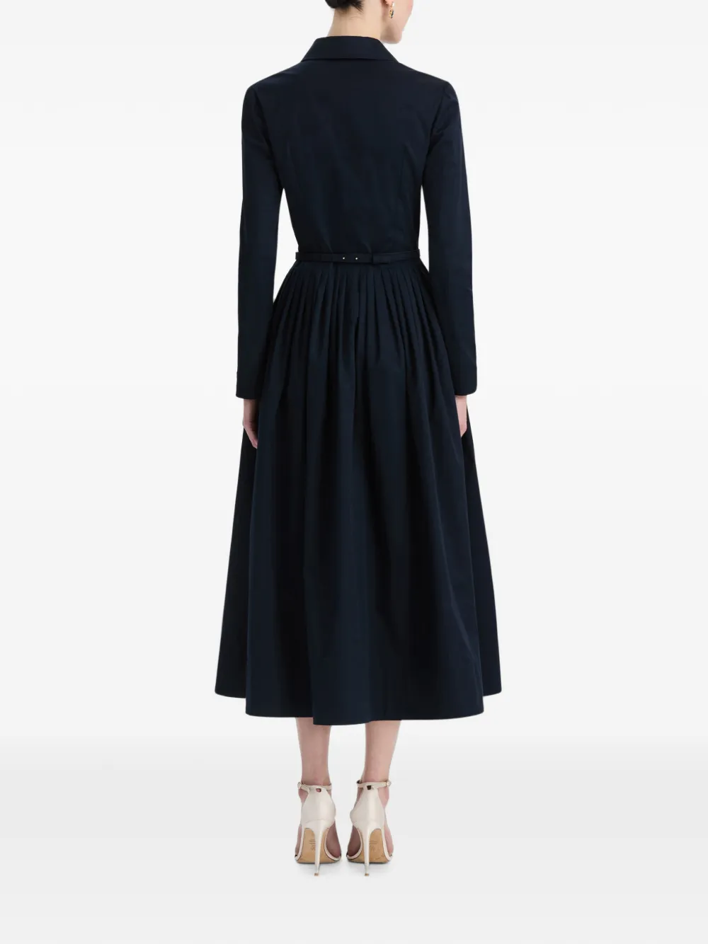 Oscar de la Renta Flared midi-blousejurk met strik en plooien Blauw