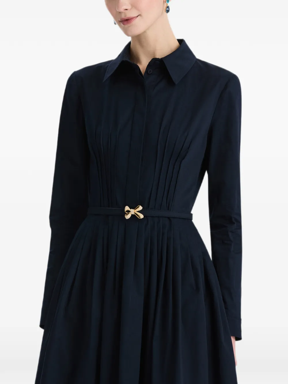 Oscar de la Renta Flared midi-blousejurk met strik en plooien Blauw