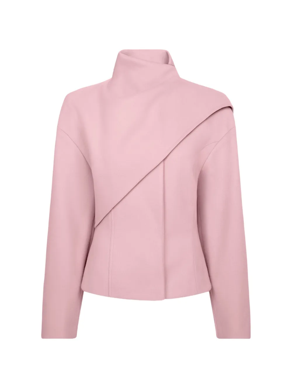 Oscar de la Renta drape-detailed wool single-breasted fitted coat - Pink