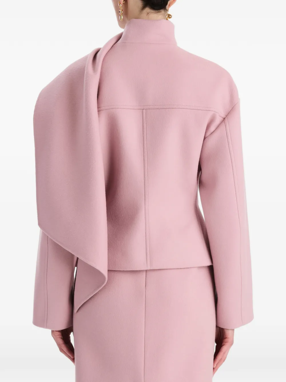 Oscar de la Renta Wollen jas met enkele rij knopen en gedrapeerd detail Roze