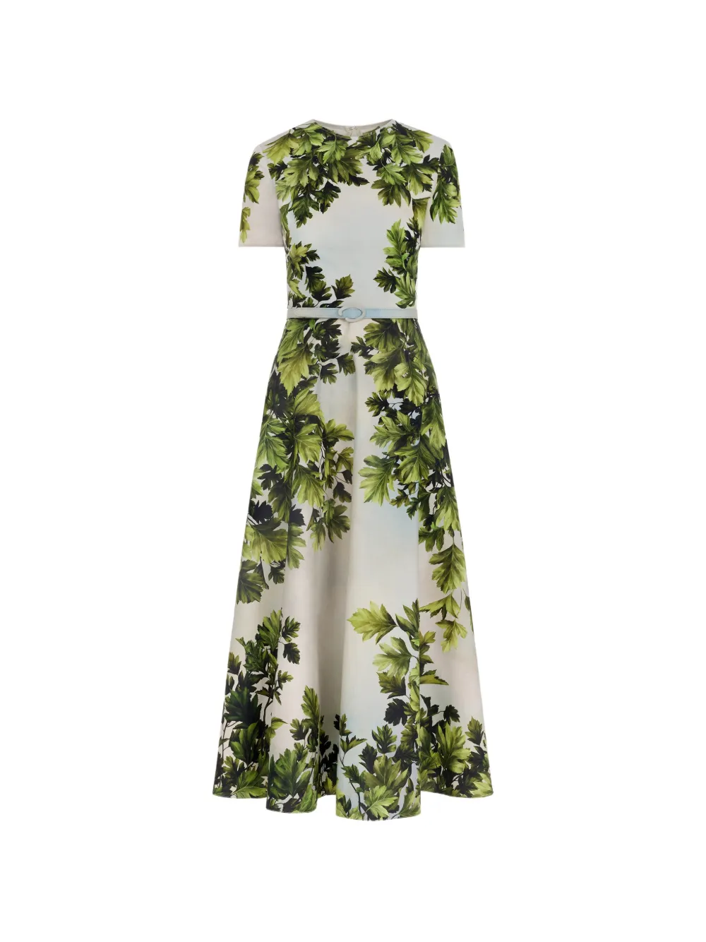 Oscar de la Renta maple-leaf-print cotton midi dress - Verde