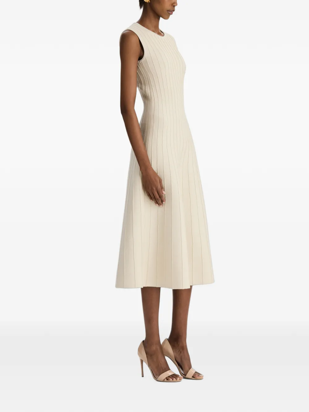 Oscar de la Renta Ottoman gebreide midi-jurk met A-lijn Beige
