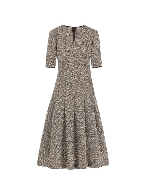 Oscar De La Renta Tweed Midi Dress | Brown