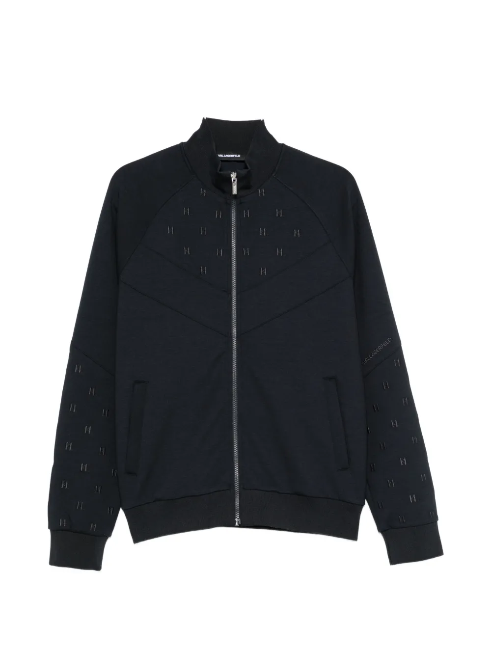Karl Lagerfeld monogram-embroidered panelled jacket - Schwarz