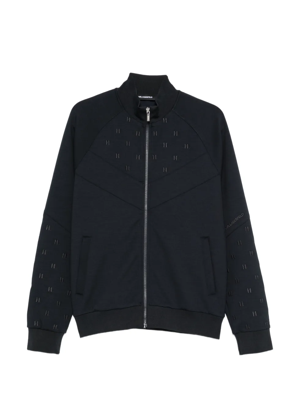 Karl Lagerfeld monogram-embroidered panelled jacket - Schwarz