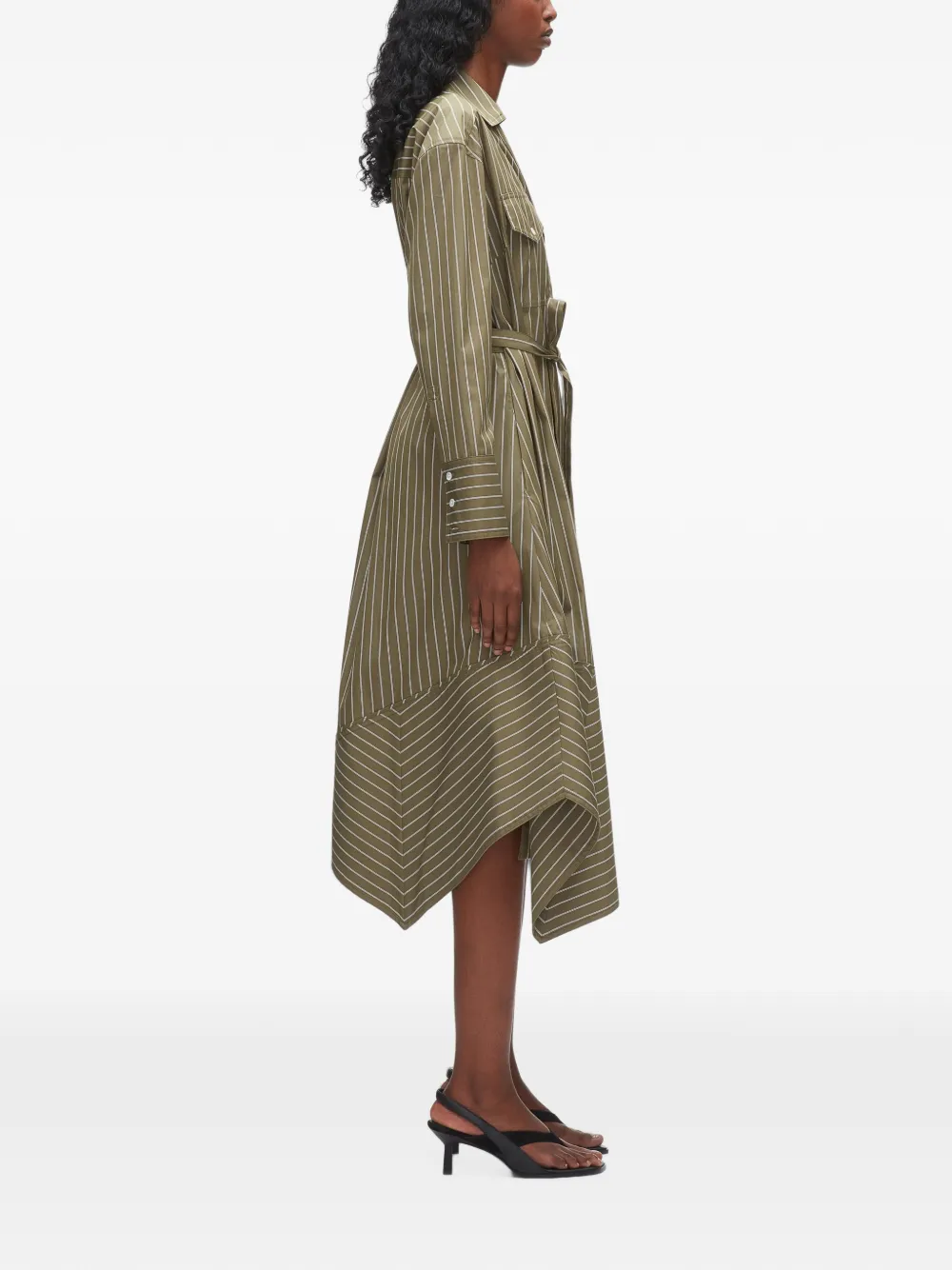 3.1 Phillip Lim Gestreepte asymmetrische jurk Groen