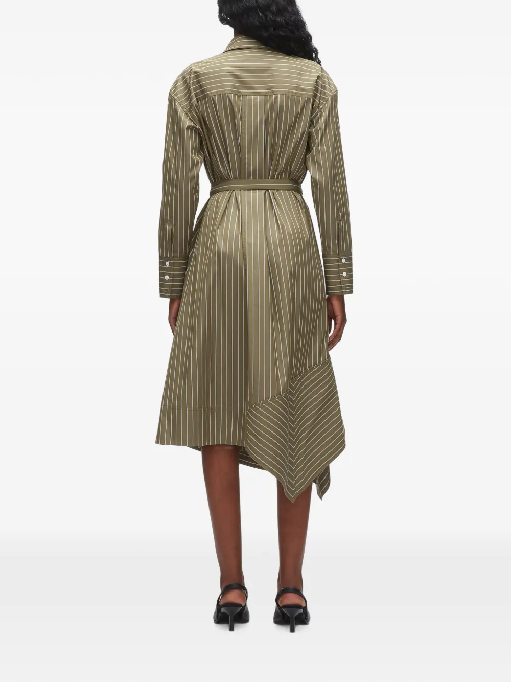 3.1 Phillip Lim Gestreepte asymmetrische jurk Groen