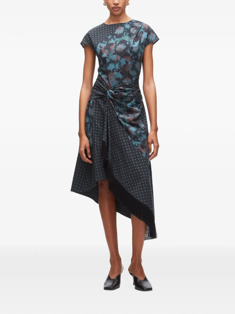 3.1 Phillip Lim Asymmetrische jurk met korte mouwen Blauw