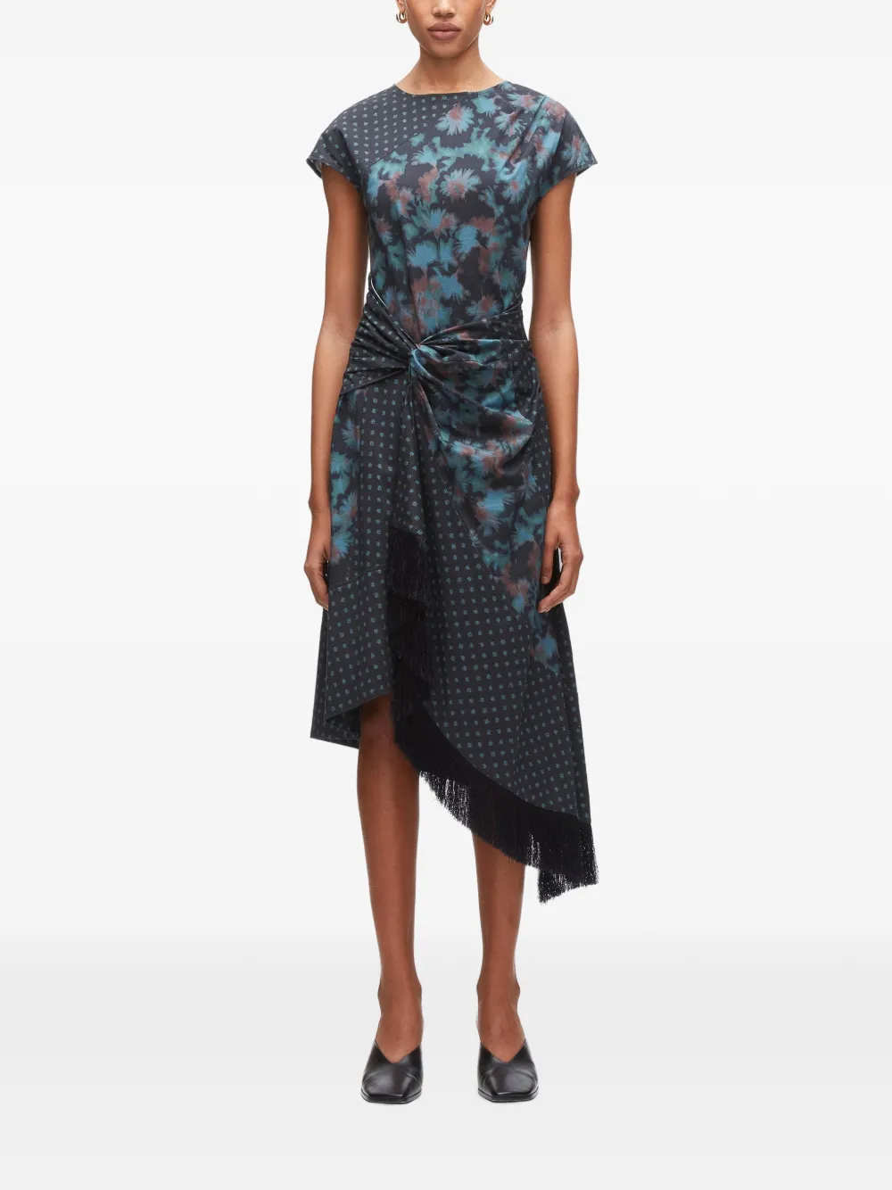 3.1 Phillip Lim Asymmetrische jurk met korte mouwen Blauw