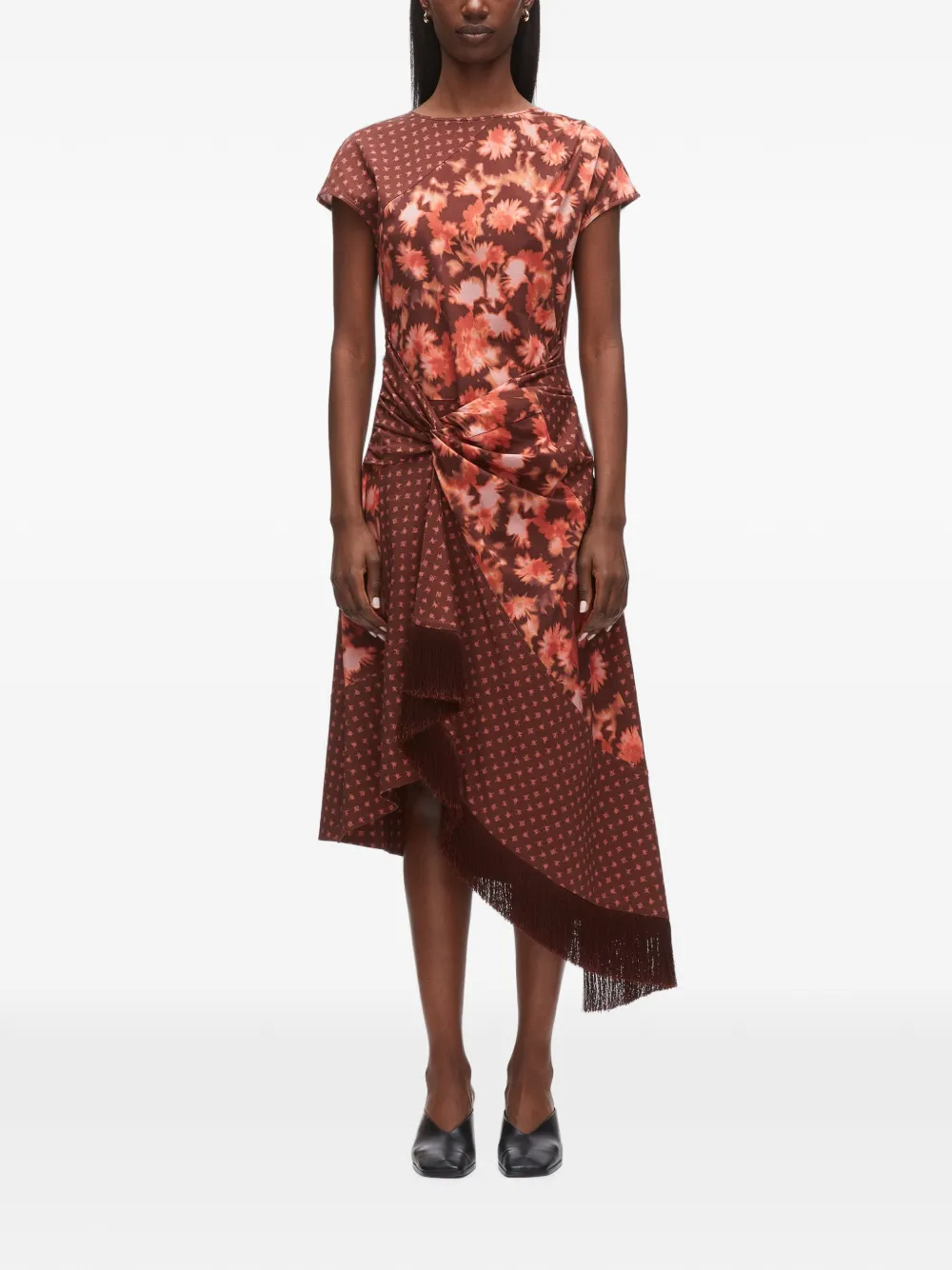 3.1 Phillip Lim Asymmetrische jurk met korte mouwen Bruin