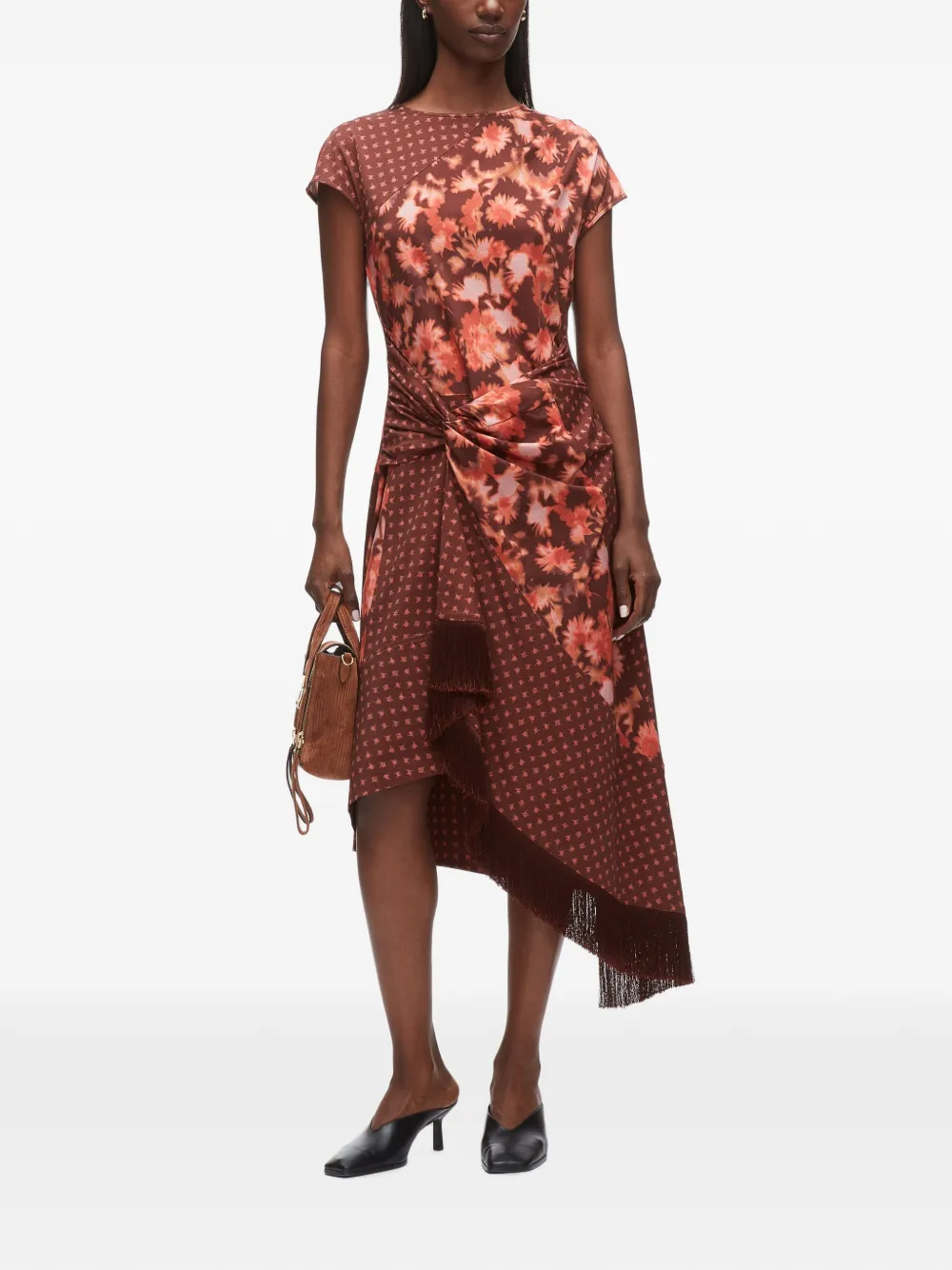3.1 Phillip Lim Asymmetrische jurk met korte mouwen Bruin