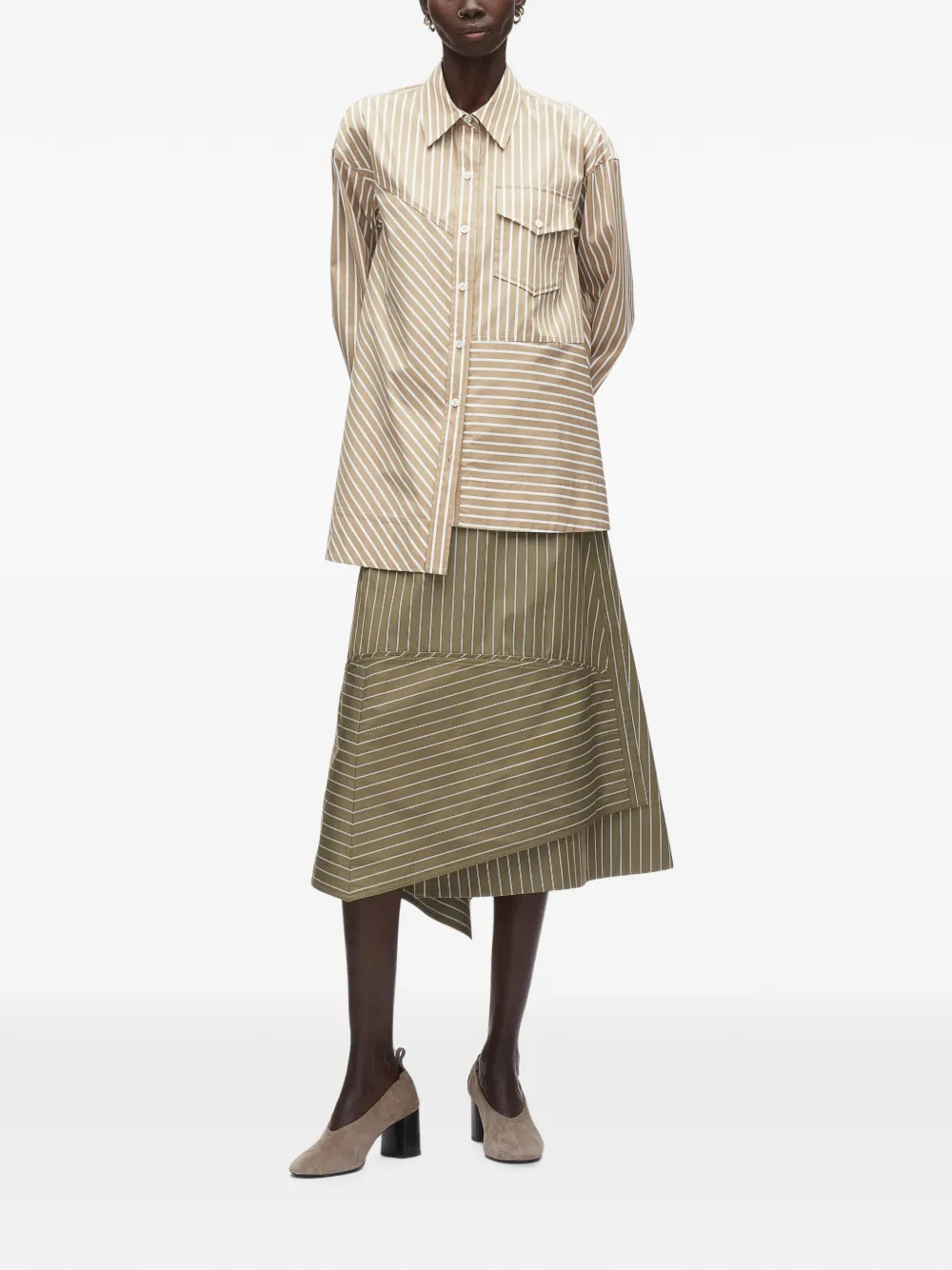 3.1 Phillip Lim Asymmetrisch gestreepte blouse Beige