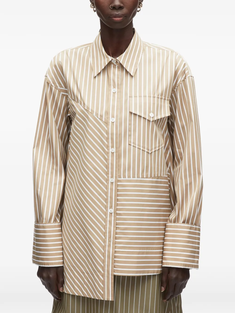 3.1 Phillip Lim Asymmetrisch gestreepte blouse Beige