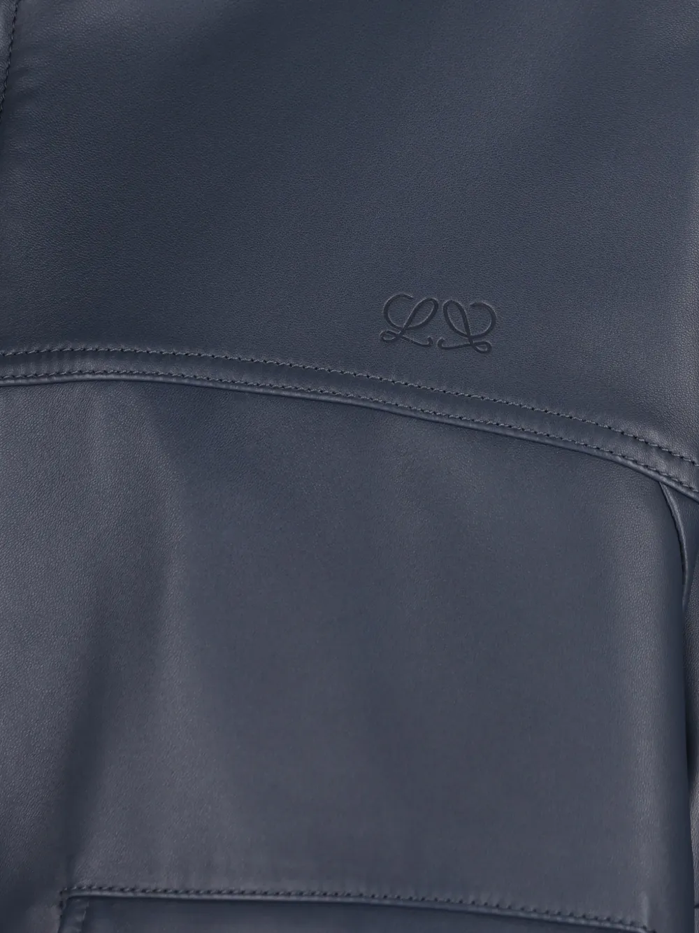 LOEWE Leren jack met hoge kraag Blauw