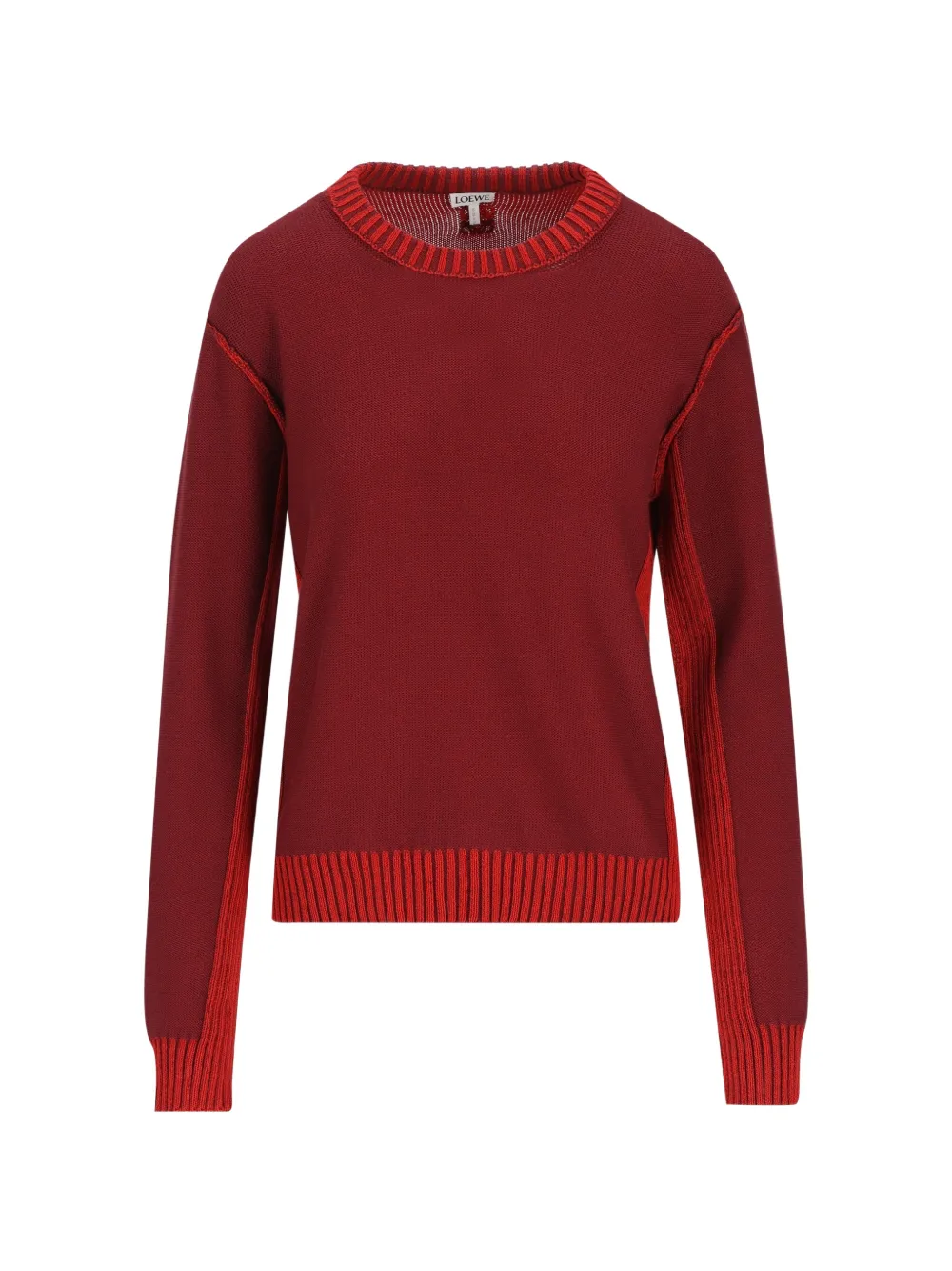 LOEWE Anagram-embroidered ribbed-trim sweater - Rosso