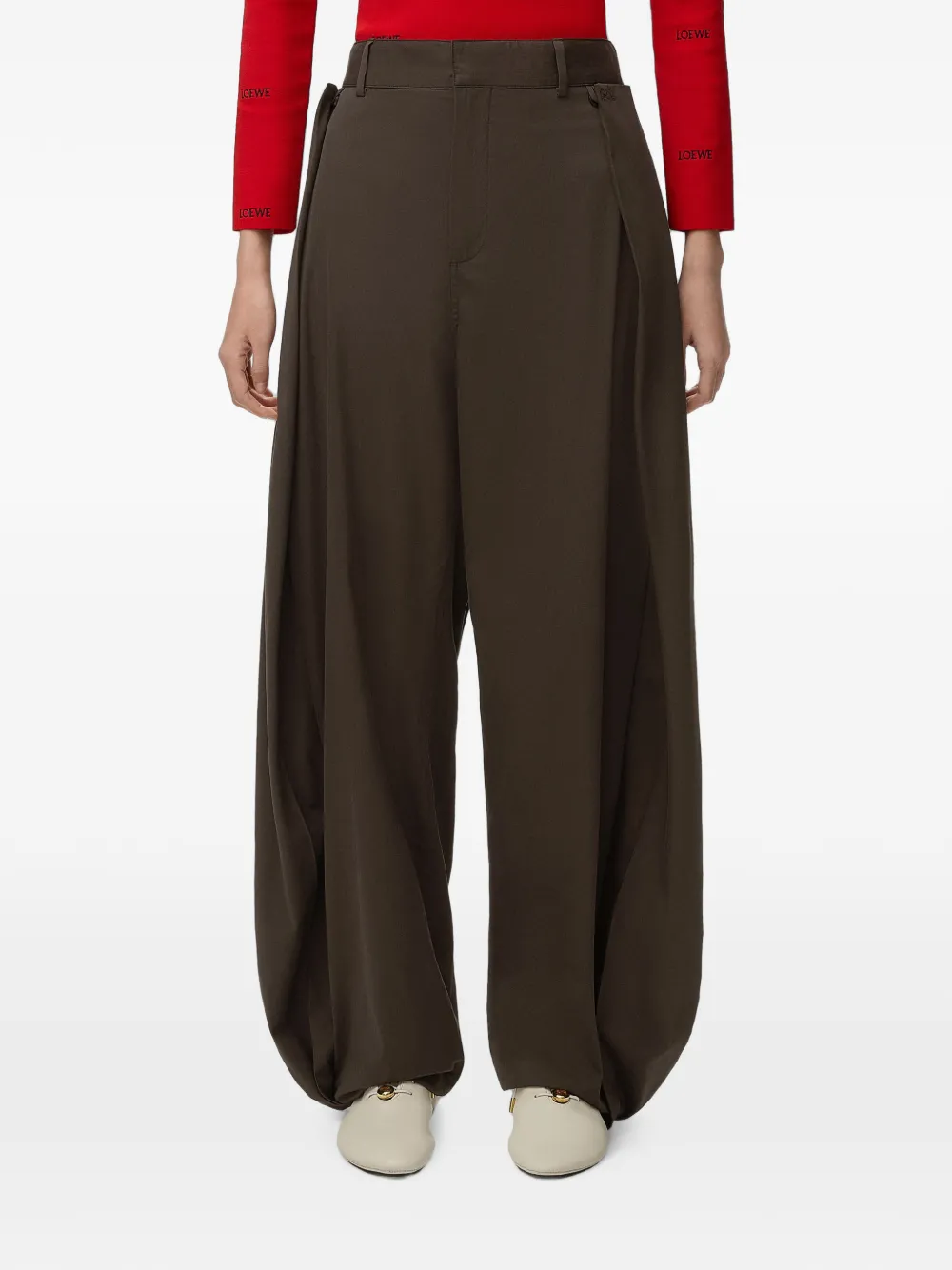 LOEWE Gedrapeerde broek met vlak Bruin
