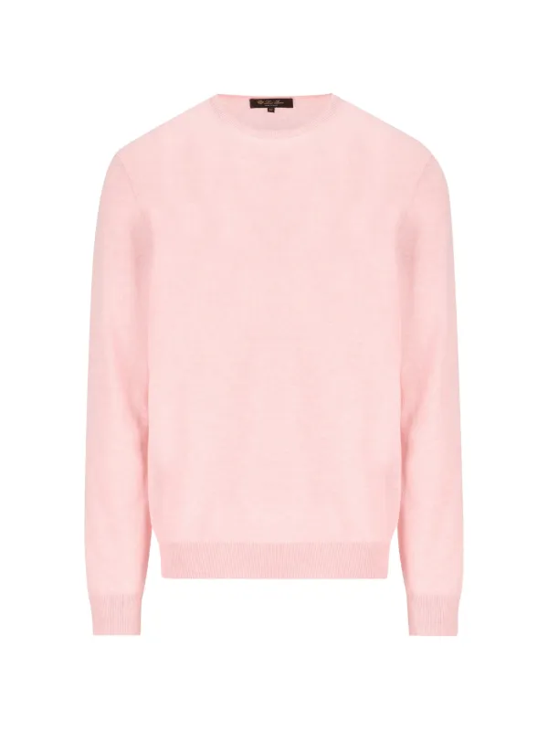 Loro Piana Sergio Crew-neck Cashmere Sweater in Pink