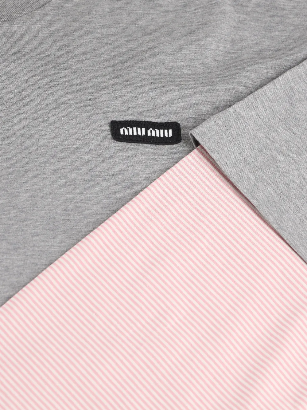 Miu Cropped T-shirt met gelaagde mouwen Grijs
