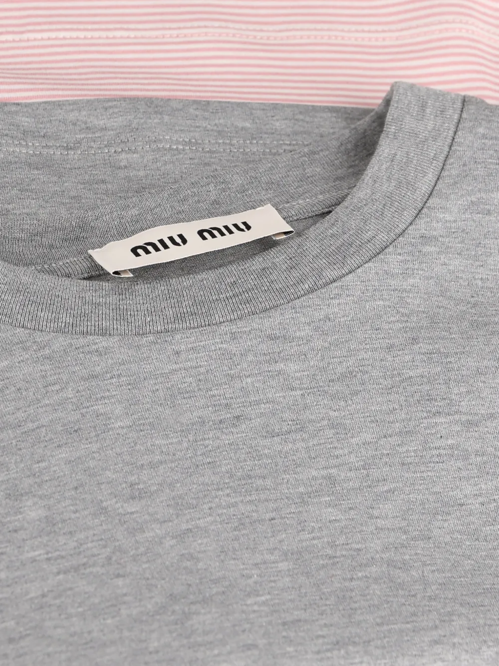 Miu Cropped T-shirt met gelaagde mouwen Grijs