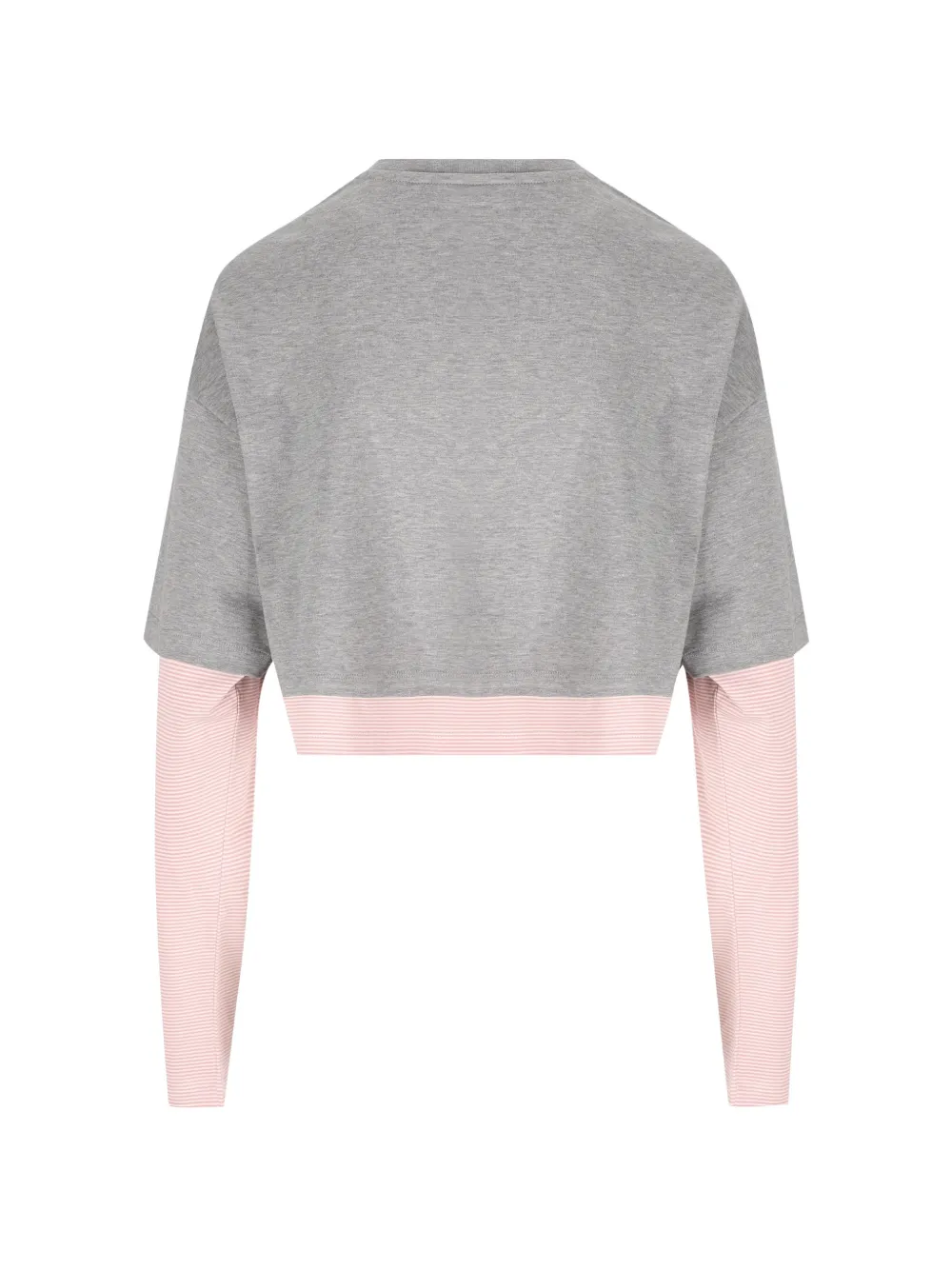 Miu Cropped T-shirt met gelaagde mouwen Grijs