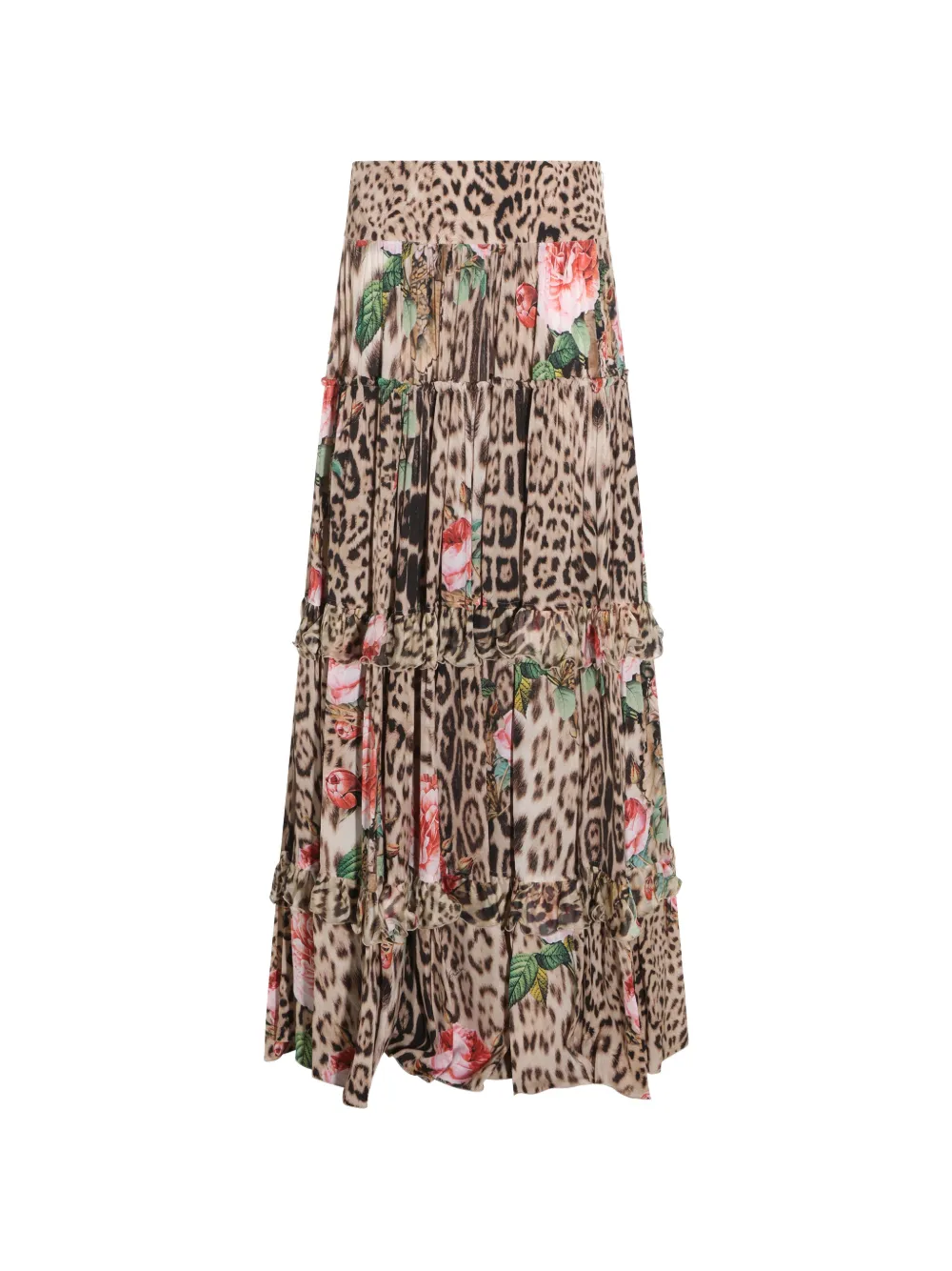 Roberto Cavalli leopard-print tiered maxi skirt - Neutrals