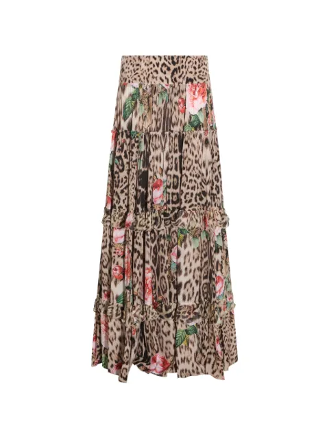 Roberto Cavalli leopard-print tiered maxi skirt