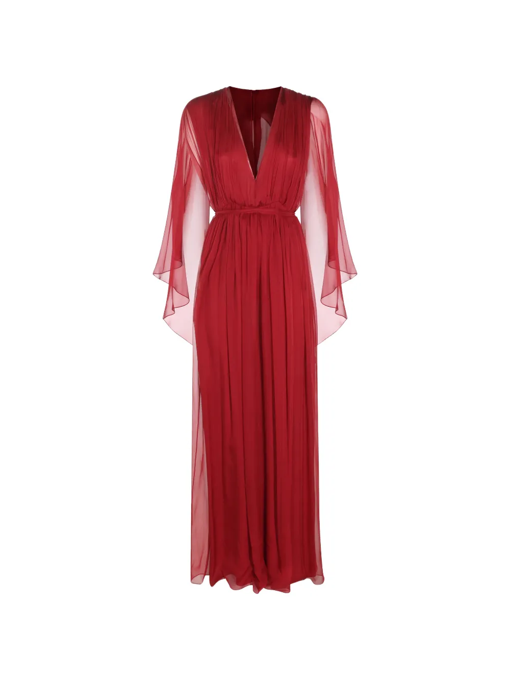 Alberta Ferretti pleated silk-chiffon maxi dress - Rot