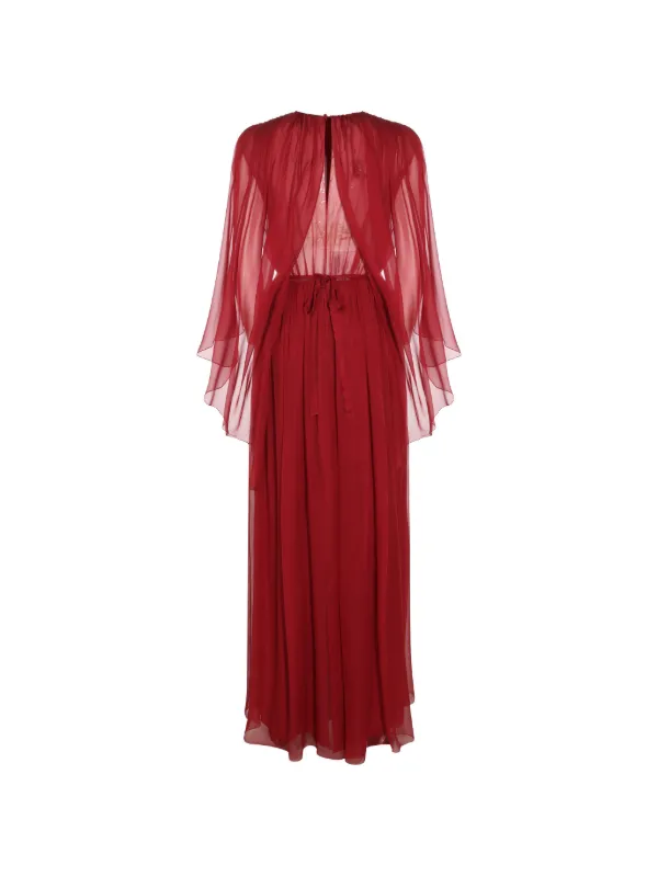 Alberta Ferretti Pleated silk-chiffon Maxi Dress | Red