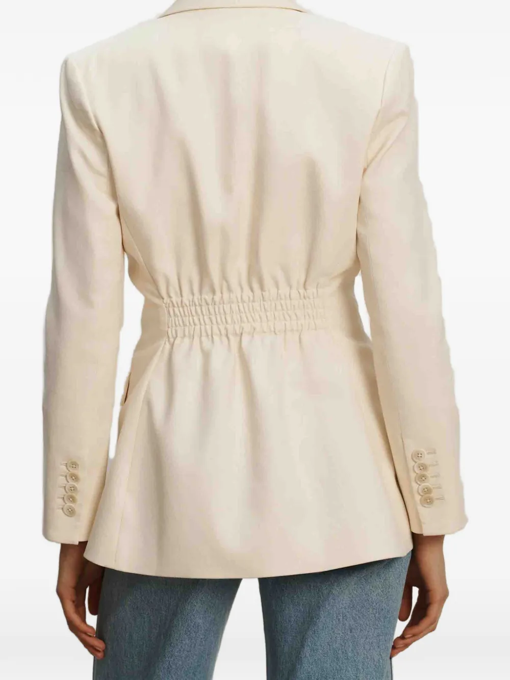 Veronica Beard Chandler Dickey blazer met enkele rij knopen en gesmockte achterkant Beige