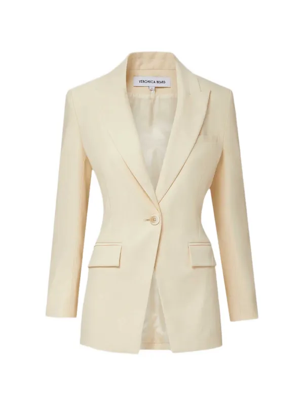 Veronica Beard Chandler Dickey Ruched-waist Single-breasted Blazer in Neutrals