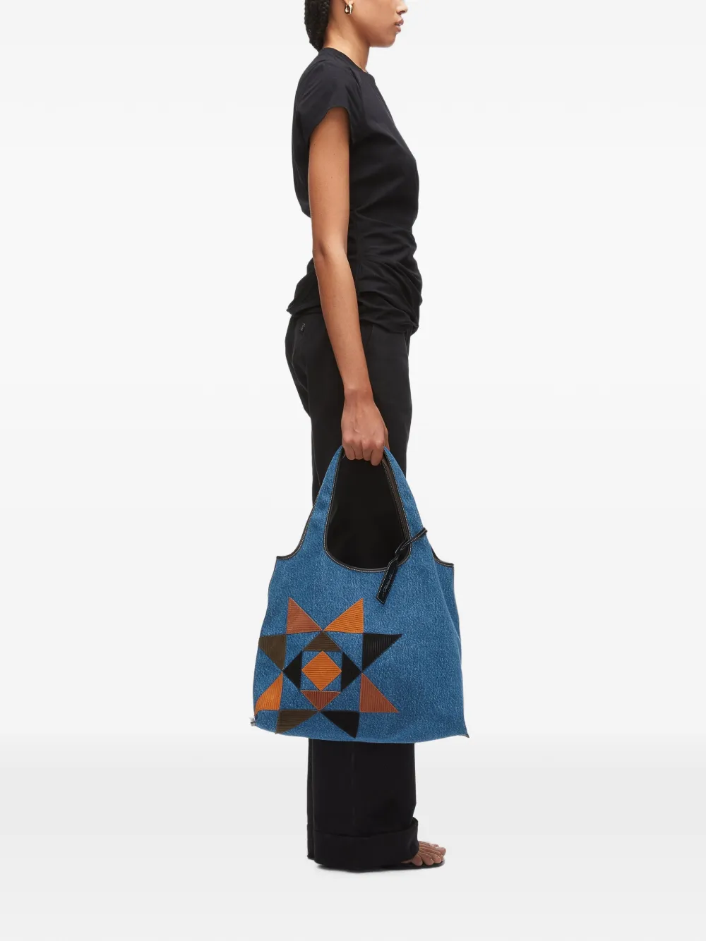 3.1 Phillip Lim Mini-shopper met suède patchwork Blauw