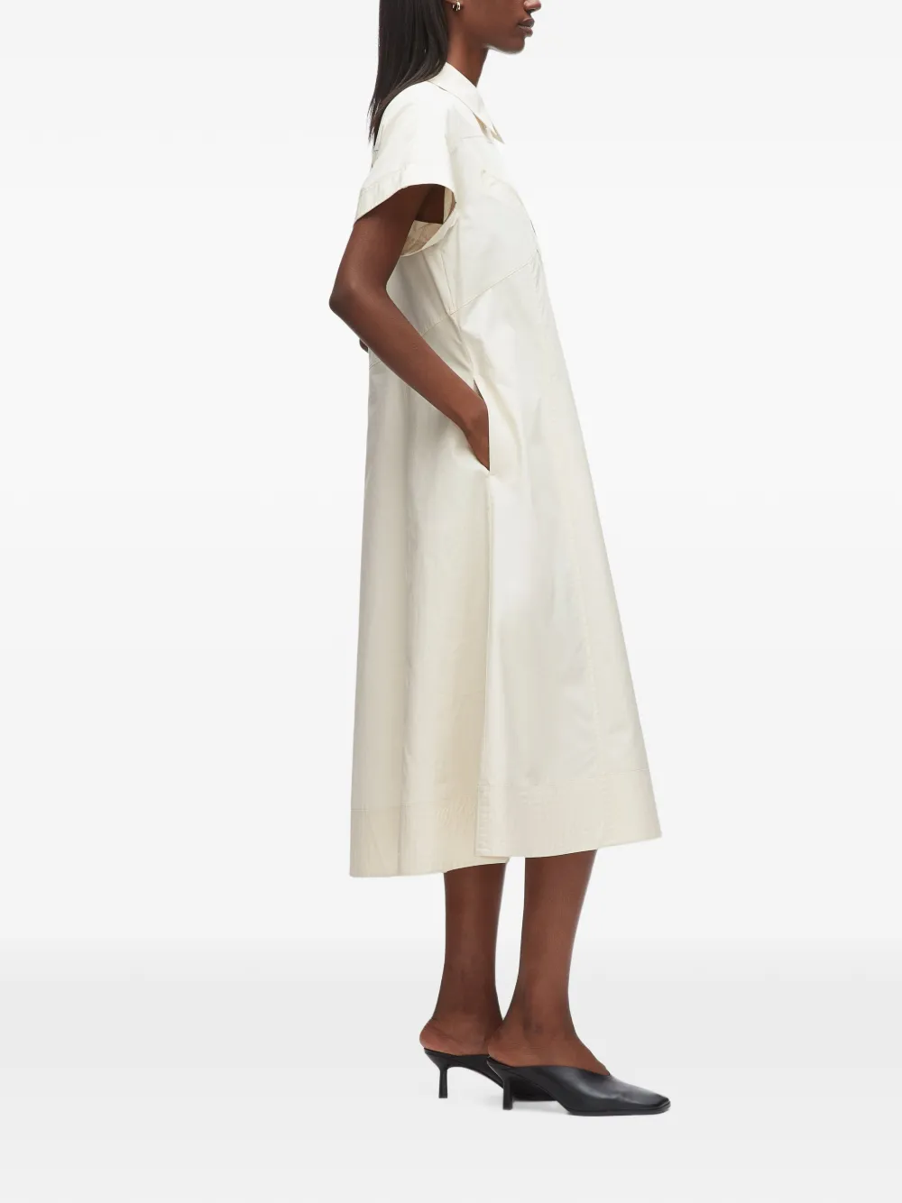 3.1 Phillip Lim Midi-jurk met korte mouwen Beige