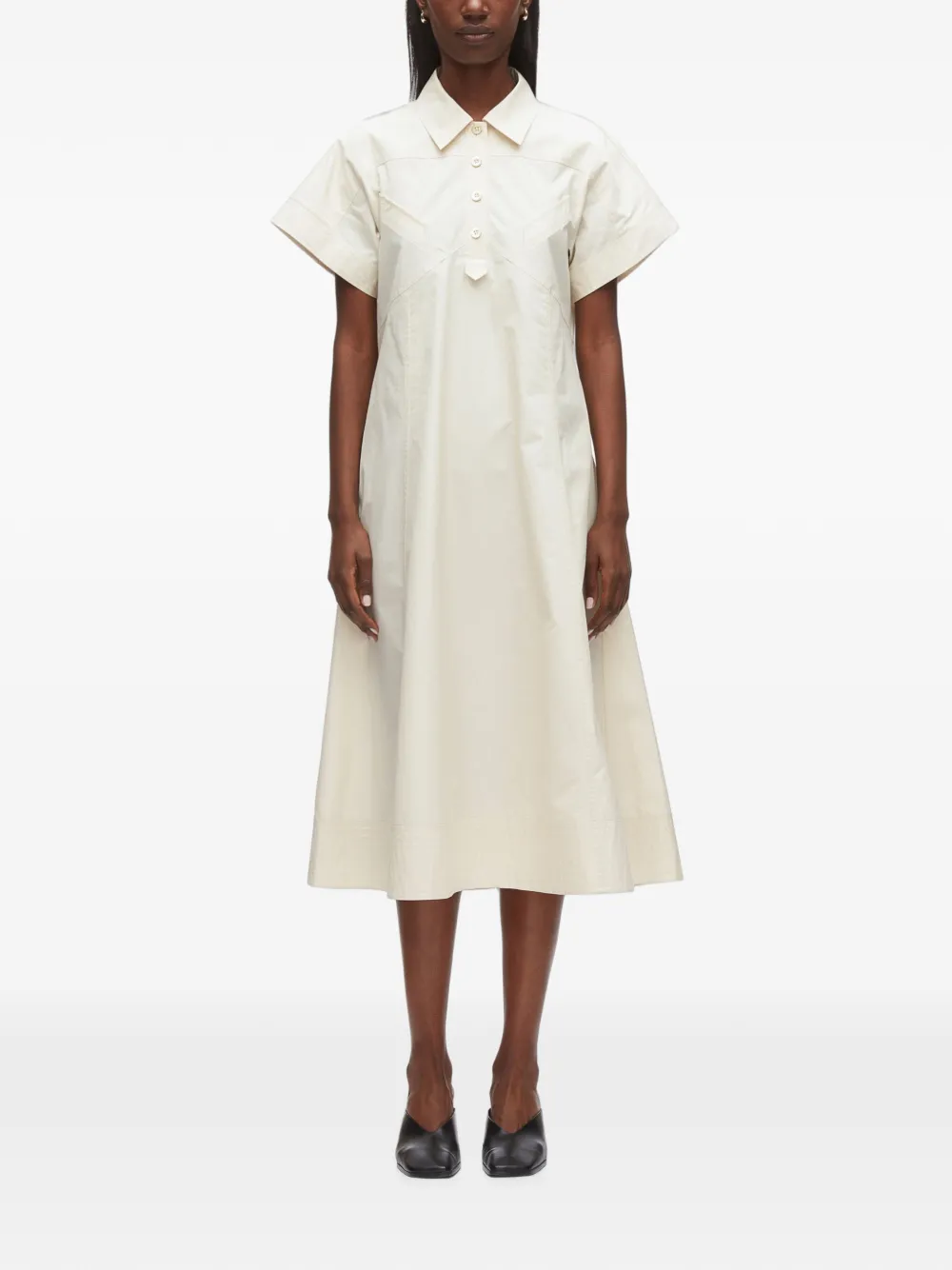 3.1 Phillip Lim Midi-jurk met korte mouwen Beige