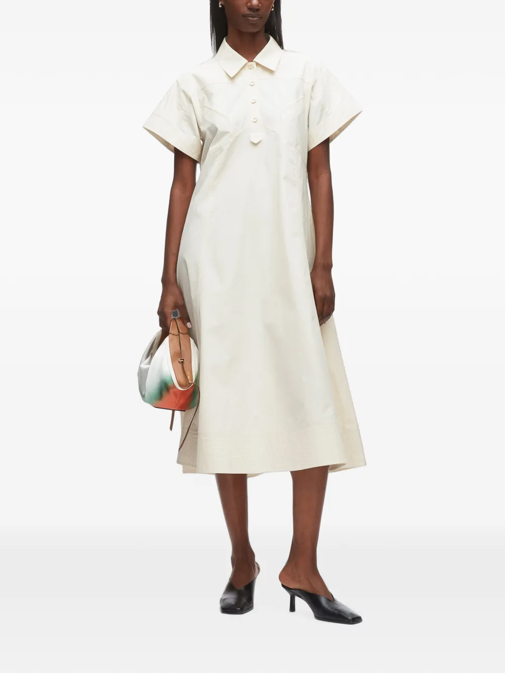 3.1 Phillip Lim Midi-jurk met korte mouwen Beige