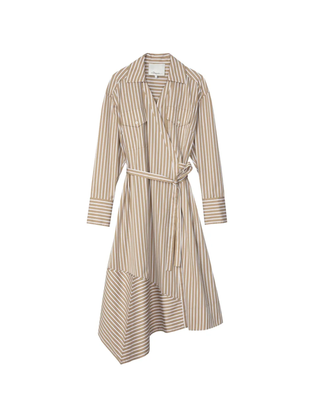 3.1 Phillip Lim Gestreepte asymmetrische jurk Beige
