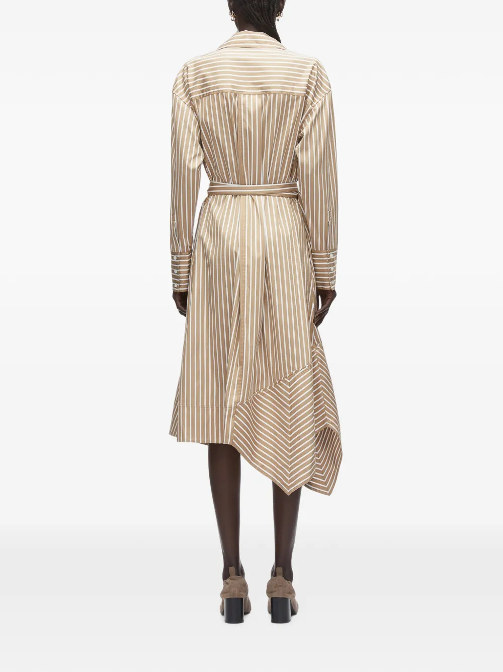 3.1 Phillip Lim Gestreepte asymmetrische jurk Beige