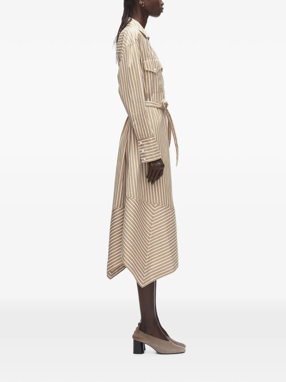 3.1 Phillip Lim Gestreepte asymmetrische jurk Beige