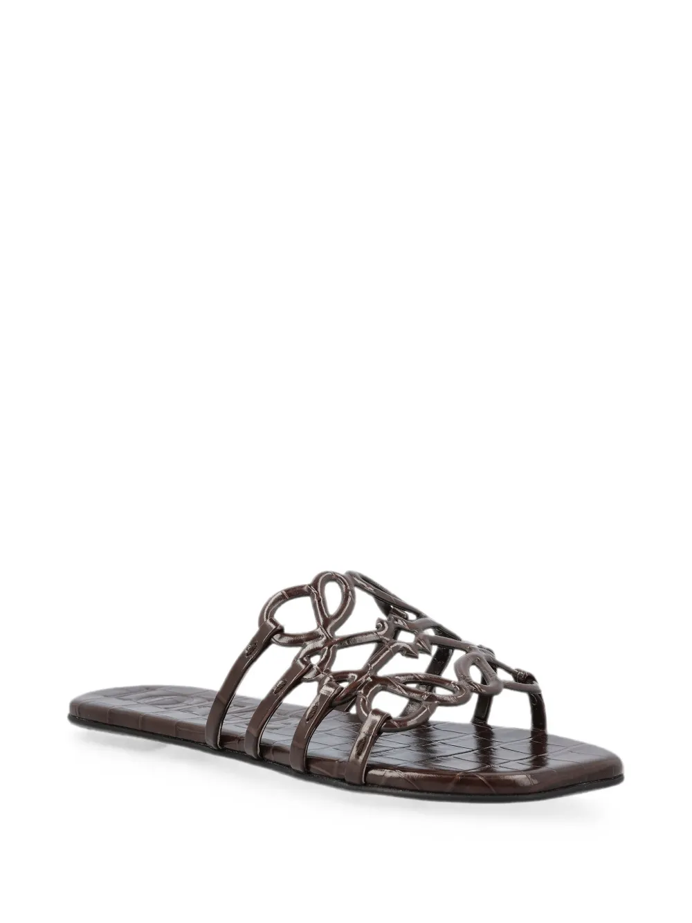 LOEWE Petal Anagram crocodile-effect sandals Bruin