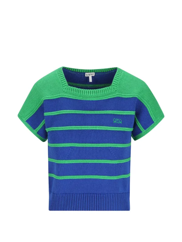 Loewe Striped Anagram-embroidered Sweater in Blue