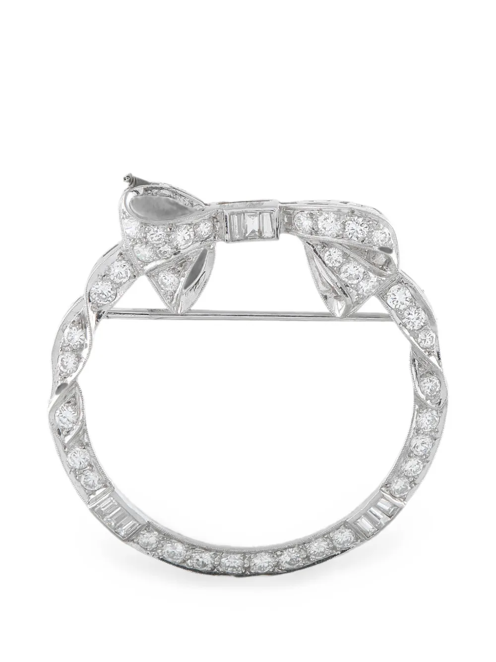 LB Exclusive diamond circular-shape bow brooch – Silver