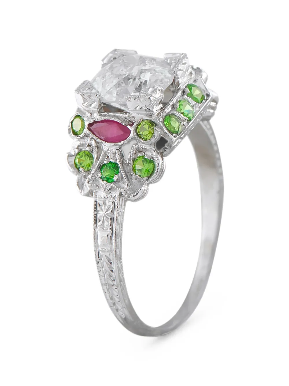 LB Exclusive diamond and demantoid ring - Silber