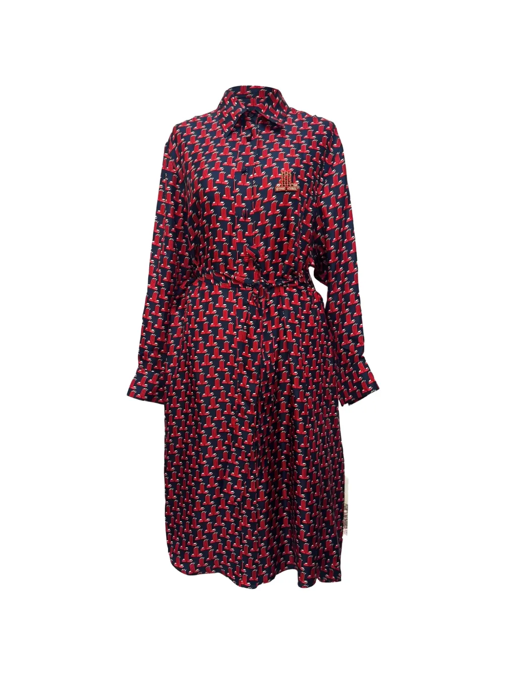 Lanvin Pre-Owned Embellished printed shirt midi dress - Blue