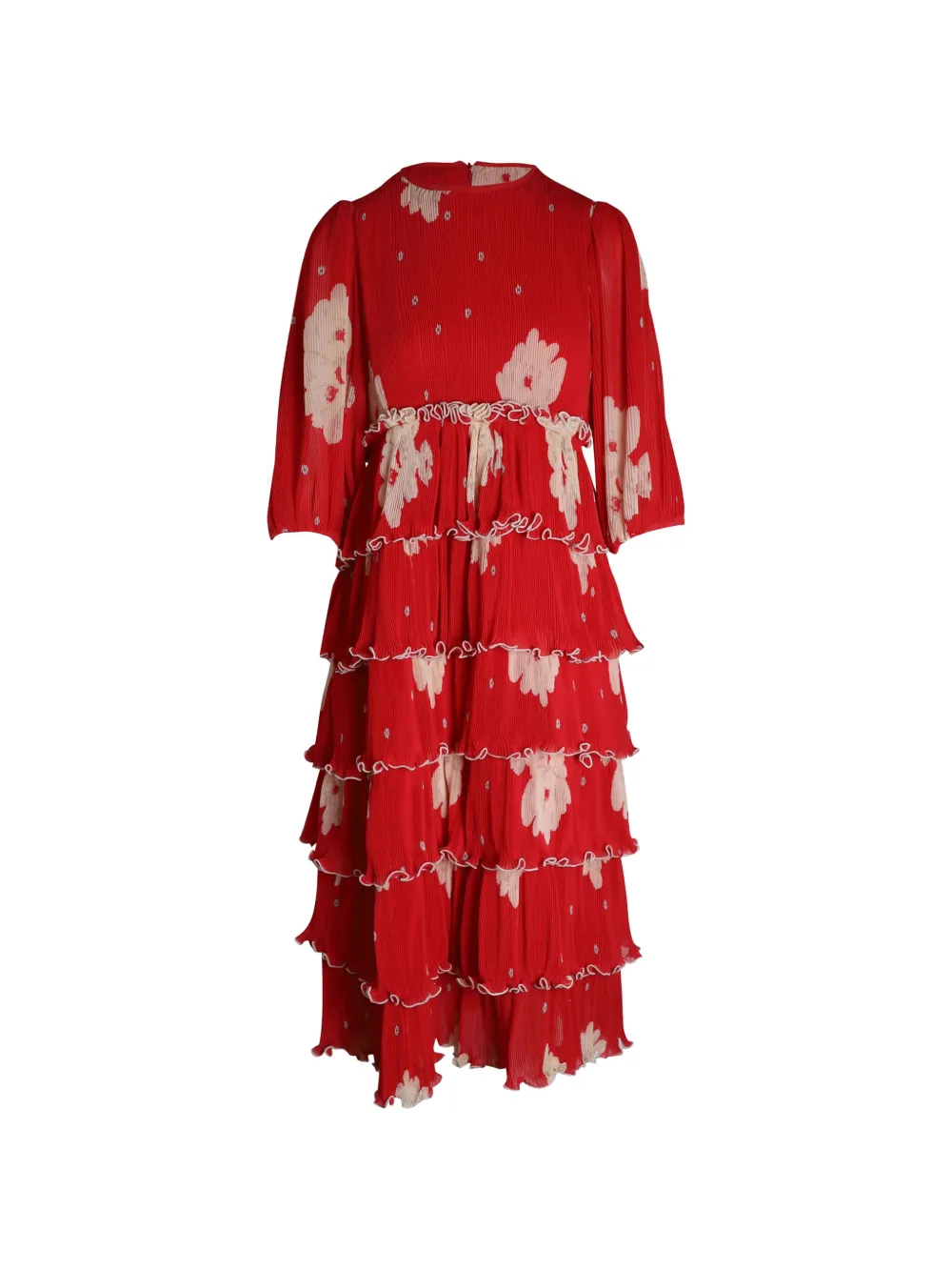 GANNI tiered floral-print dress