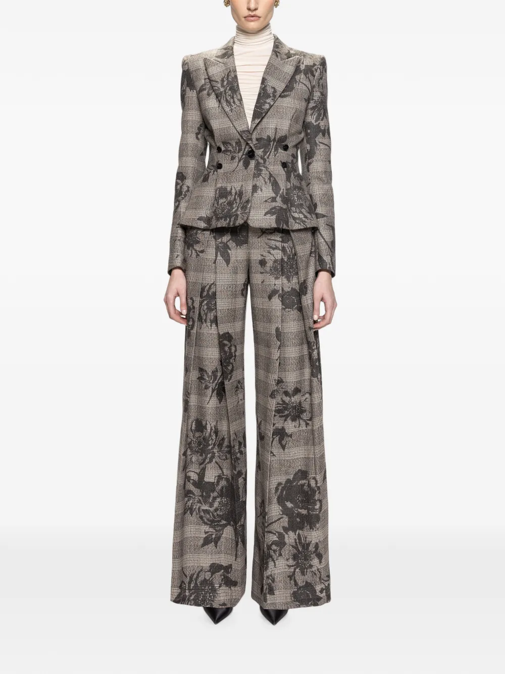 NISSA high-waisted wide-leg trousers - Grigio