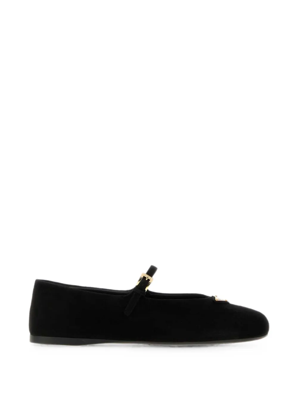 Prada buckle-strap logo-plaque ballet flats - Schwarz