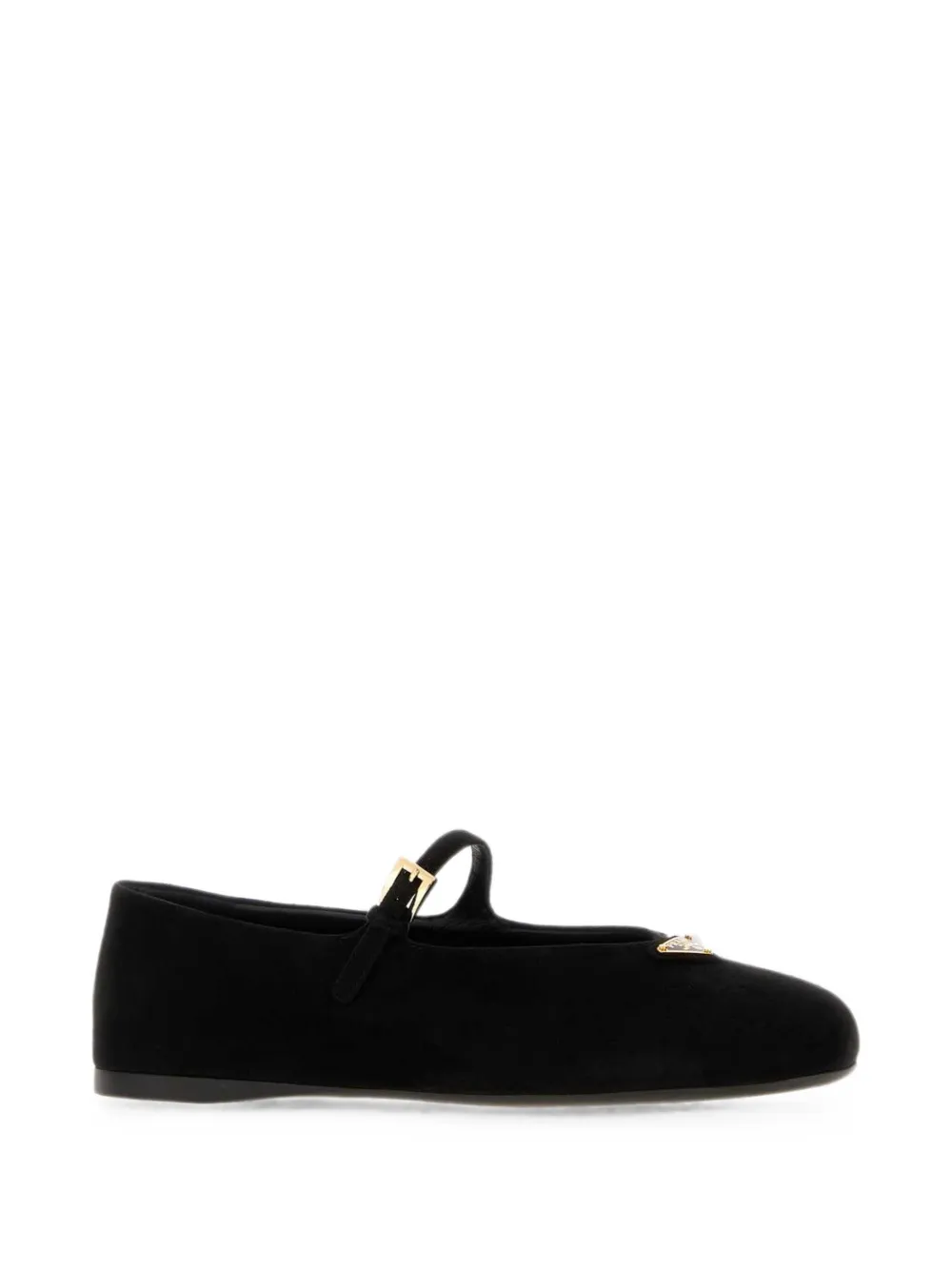Prada buckle-strap logo-plaque ballet flats Zwart