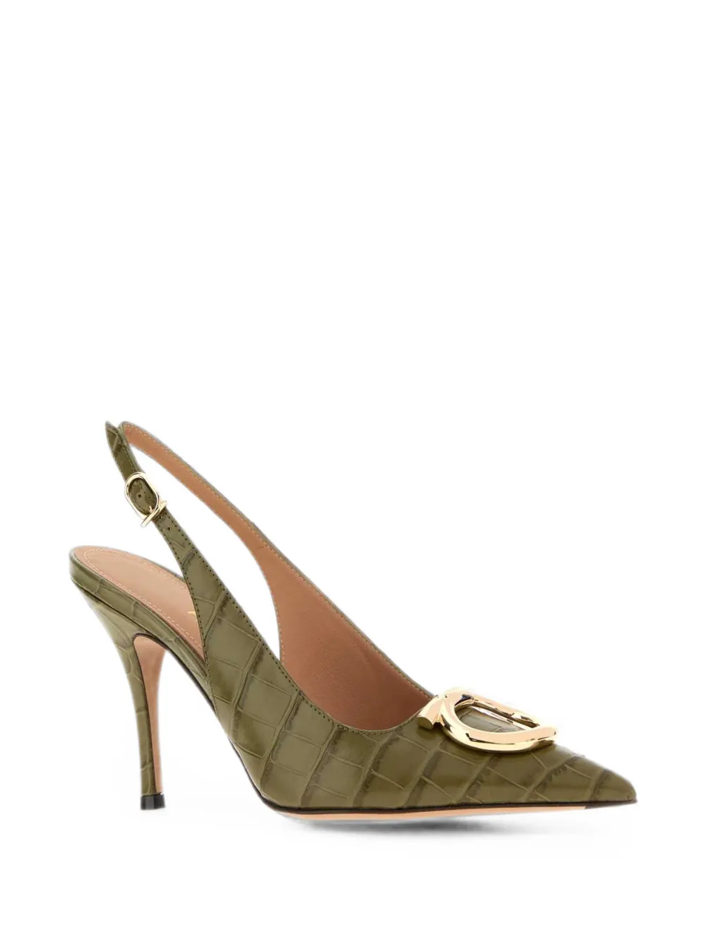 Ferragamo Gancini croc-effect slingback pumps Groen