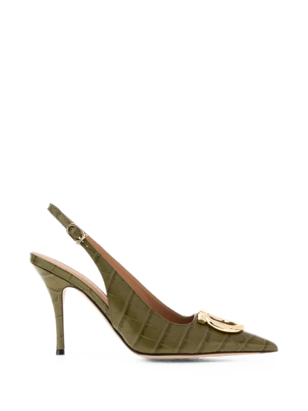 Ferragamo Gancini croc-effect slingback pumps Groen